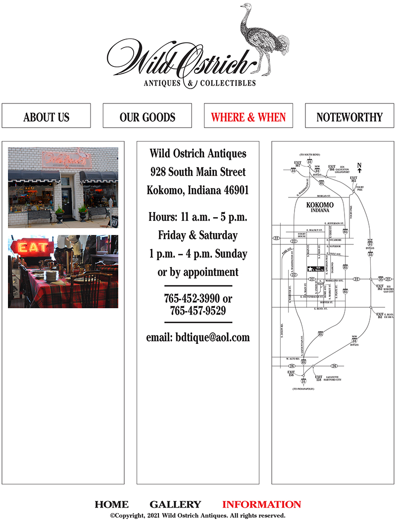 Wild Ostrich Antiques Information Page - Where and When